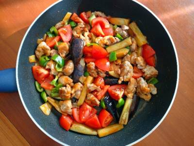 なすと豚こまの甘酢あん