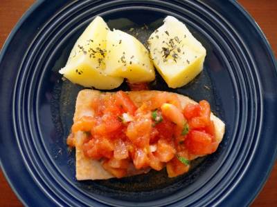 トマト風味かじきのソテー