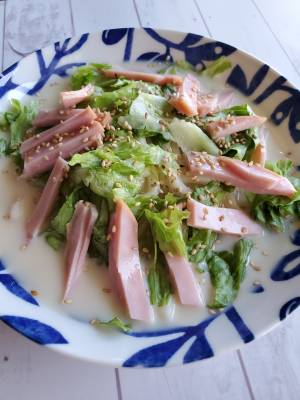 豚バラキャベツのつゆごま豆乳うどん