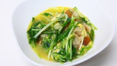 水菜と麩の卵とじ