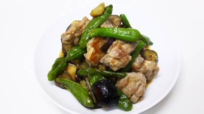 なすと鶏肉の梅照り焼き
