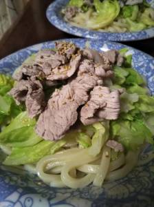 豚バラキャベツのつゆごま豆乳うどん