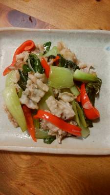 豚バラとチンゲンサイの炒め物