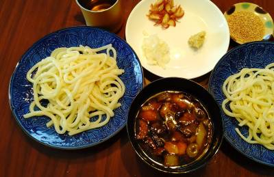 焼き野菜のつけうどん