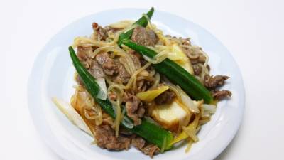 オクラと牛肉のすき煮