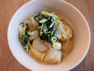 水菜と麩の卵とじ