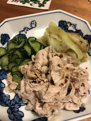 蒸しなすと豚しゃぶの粒マスタードソース