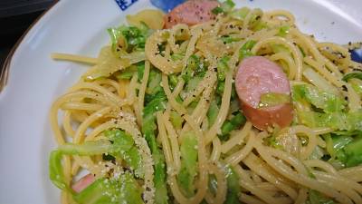 外葉キャベツのバターじょうゆパスタ