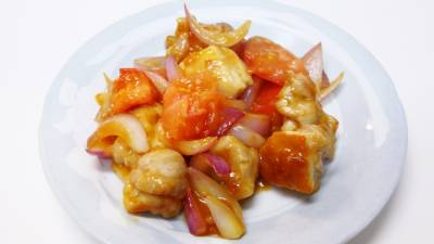 鶏とトマトの甘酢炒め