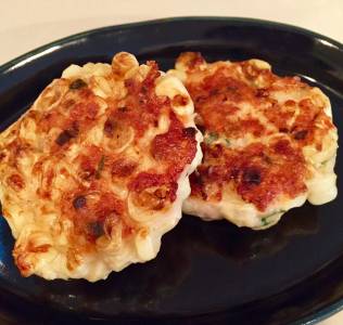 枝豆と鶏ひき肉の寄せ焼き