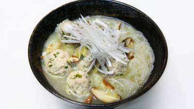 長芋と豚団子入り薬味スープにゅうめん