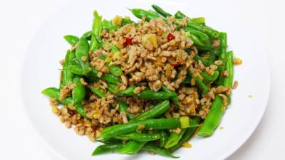 いんげんとひき肉の香り炒め