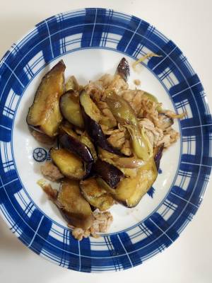 豚肉、なす、みょうがの酢炒め