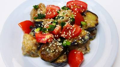 なすと豚肉のさっぱり焼きびたし