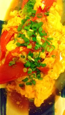 トマトと卵のオイスターあんかけ