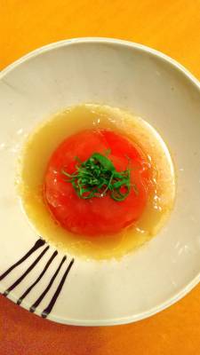 トマトの肉詰めあんかけ