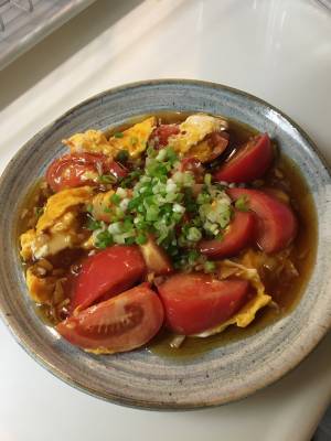 トマトと卵のオイスターあんかけ