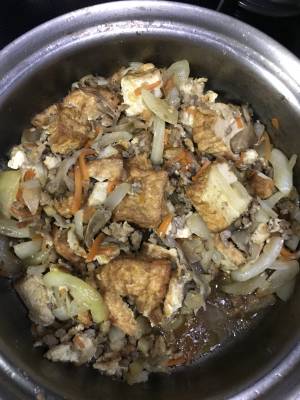 厚揚げとひき肉のカレー炒め