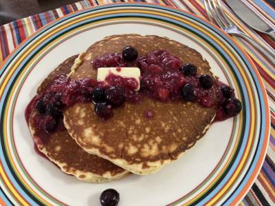 甘酒パンケーキ ~ブルーベリーソース~