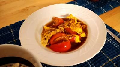 トマトと卵のオイスターあんかけ