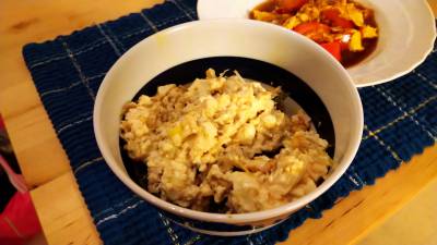 豆腐の冷やあつ丼