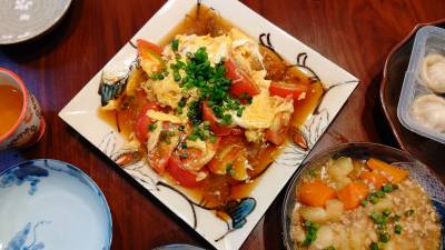 トマトと卵のオイスターあんかけ