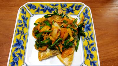 あじのキムチ焼き