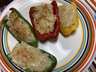 ピーマンのえび肉詰め