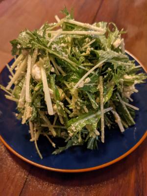 クリームチーズと水菜の柚子こしょうあえ