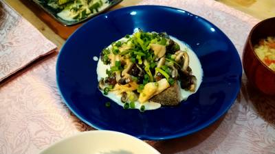 生ざけのソテーきのこクリームソース