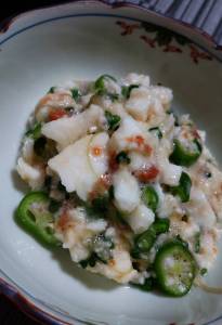 長芋とオクラの梅わさびあえ