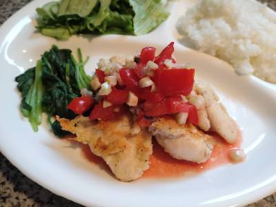 チキンソテー レモンセロリだれ