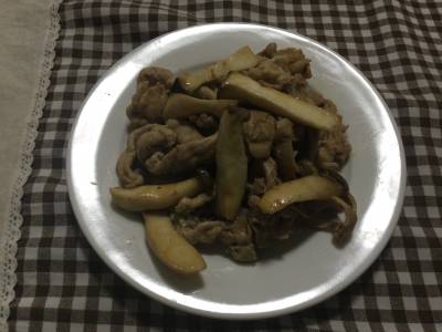 エリンギと豚肉のオイスターソース炒め