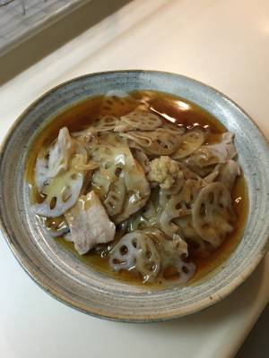 れんこんと豚バラの重ね蒸し