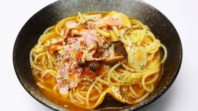 きのことトマトのスープスパ