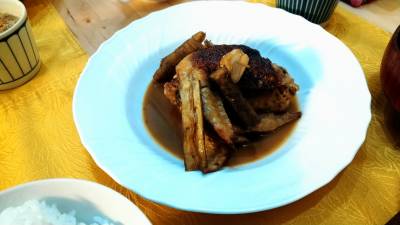 ごぼうと手羽中の甘酢煮