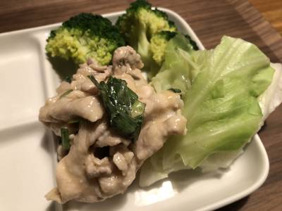 豚しゃぶ にらチーズだれ