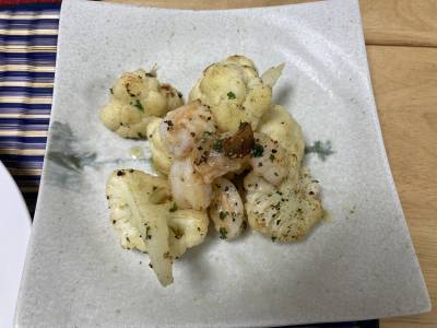 カリフラワーとえびのガーリックソテー
