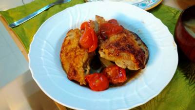 れんこんとチキンのトマト蒸し煮