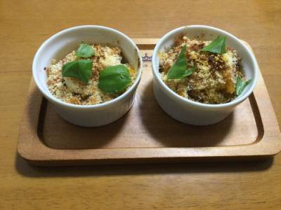 かぼちゃマッシュのパン粉焼き