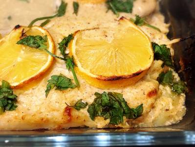 白身魚のレモンカレーソース