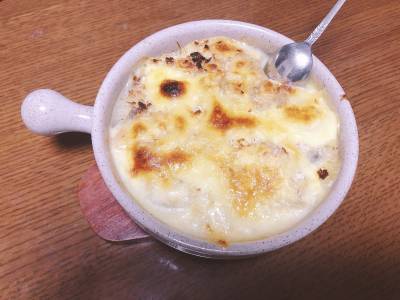 鮭（さけ）とねぎとさつまいものグラタン