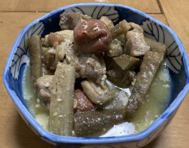 ごぼうと鶏の梅ぇ煮