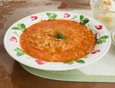 ベーコンとツナのトマトチーズリゾット