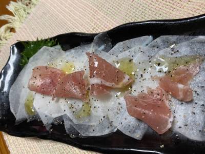 かぶと生ハムのカルパッチョ