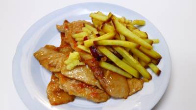 さつまいもと豚肉の照り焼き