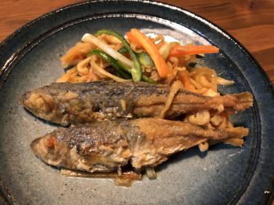 切り干し大根と野菜たっぷりあじの南蛮づけ