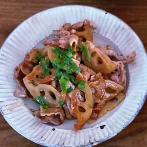 れんこんと豚肉のにんにくみそ炒め