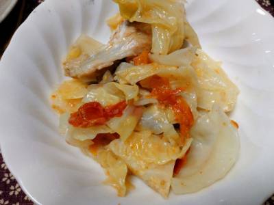 手羽元とキャベツの蒸し煮