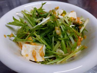 豆腐と水菜の中国風サラダ